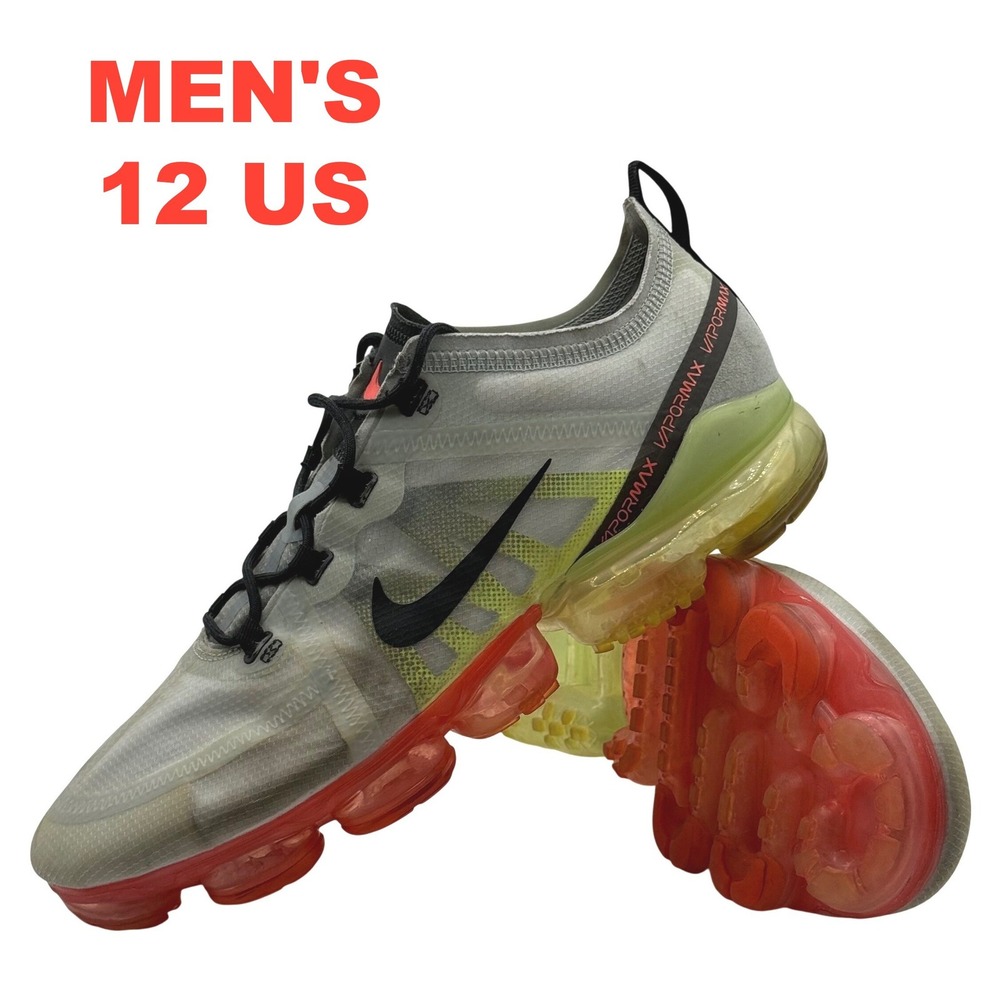 Nike Air VaporMax 2019 AR6631-007 Men's Size 12 Grey‎ Volt Crimson Running Shoes